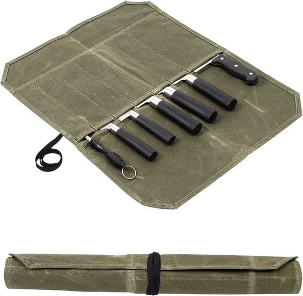 Wet Wax Canvas Knife Storage Bag Chef Picnic Camping Barbecue Kitchen Portable Storage Bag Chef Bag File Roll Storage 251126