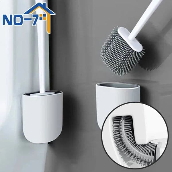 Toilet brush silicone toilet cleaning wall mounted set modern beauty bathroom accessories 250425