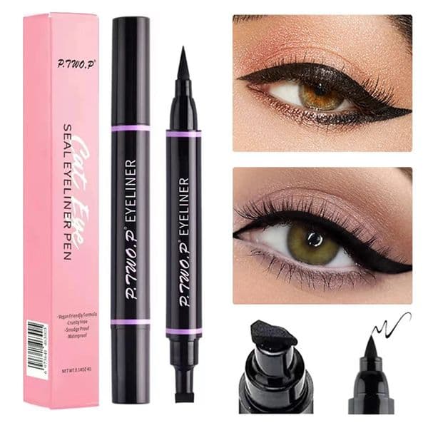 P Two Printed eyeliner pen 1 doublesided waterproof fast drying and durable liquid makeup cosmetics tool 250418