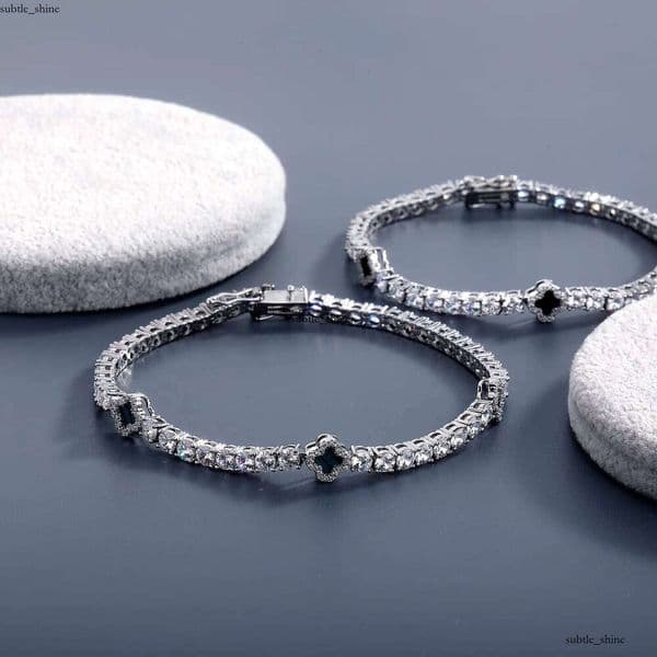 New Bracelet Four-leaf Clover VVS Moissanite Tennis Women's Necklace Exquisite GRA High-end Collarbone Chain Accessories
