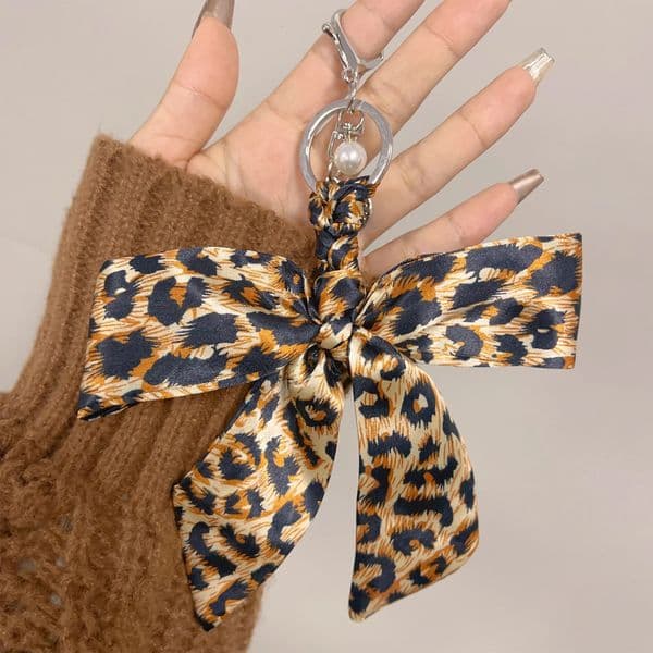 Leopard Printing Pendant Keyring Scarves Butterfly Keychain for Women Gift Bag Decoration Applicable To Bag Decoration 251124
