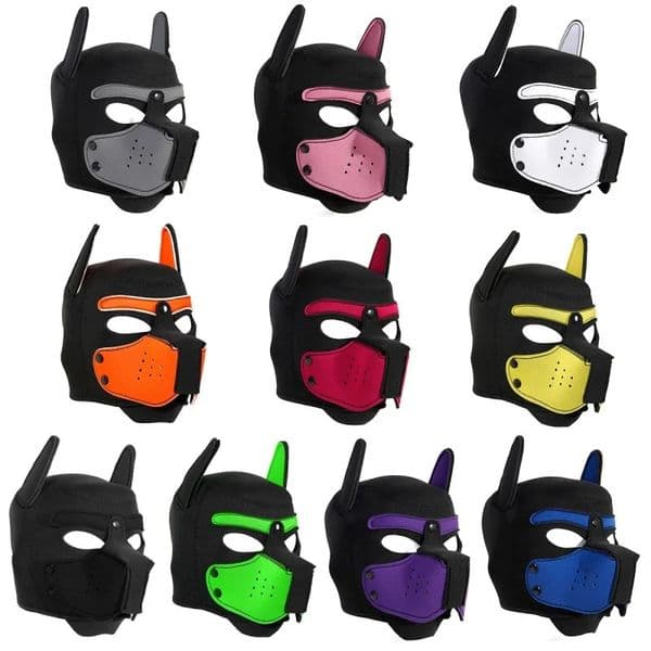 10 colors of puppy role-playing costumes with large-sized filled rubber full head mask with ears suitable for couple dog role-playing games 250424