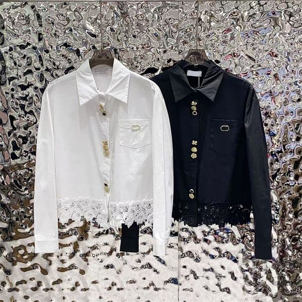 Women Sexy Lace Patchwork Shirts Designer Cropped Party Tops Stylish Slim Fit Blouse Z260528