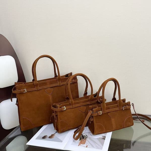 Top Suede Brown Shoulder Designer Totes Bag Soft Lux Leather Handbag Casual Women New Tote
