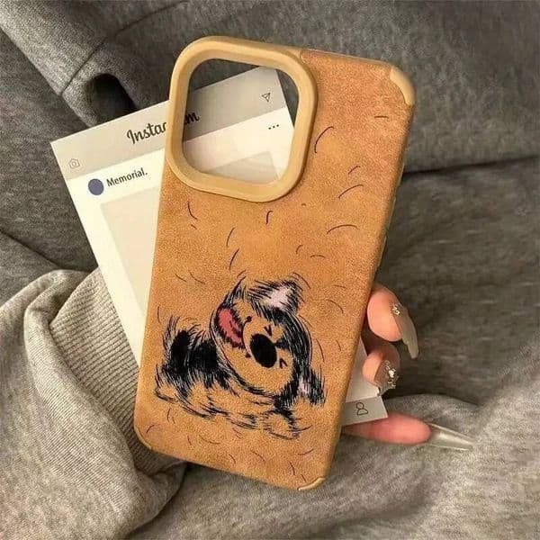 Shake Head Puppy Pattern Phone Case for 17 16 Cases iPhone 15 Pro Max 14 Plus 13 12 11 XS X XR Suede Bonded Leather Cover