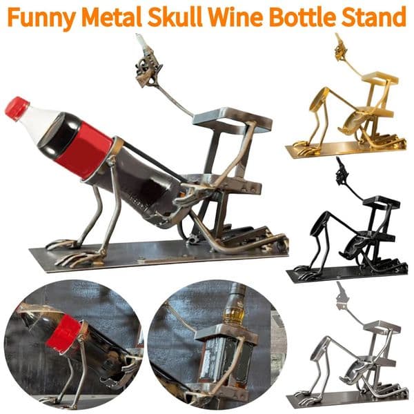 Retro Metal Red Wine Rack Skull Skeleton n Wine Holder Beer Whisky Wine Bottle Display Rack Stand Bar Home Decor 251126BJ