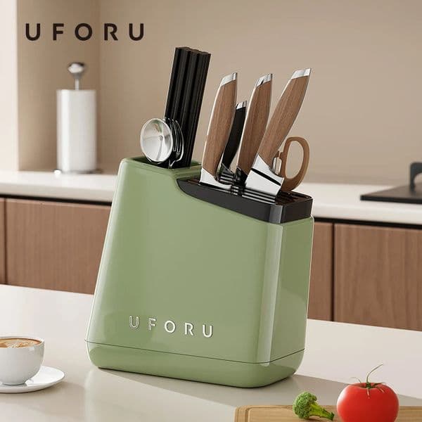 UFORU Kitchen countertop multi-functional kitchen knife chopstick and spoon one-piece draining plastic storage rack 251126BJ