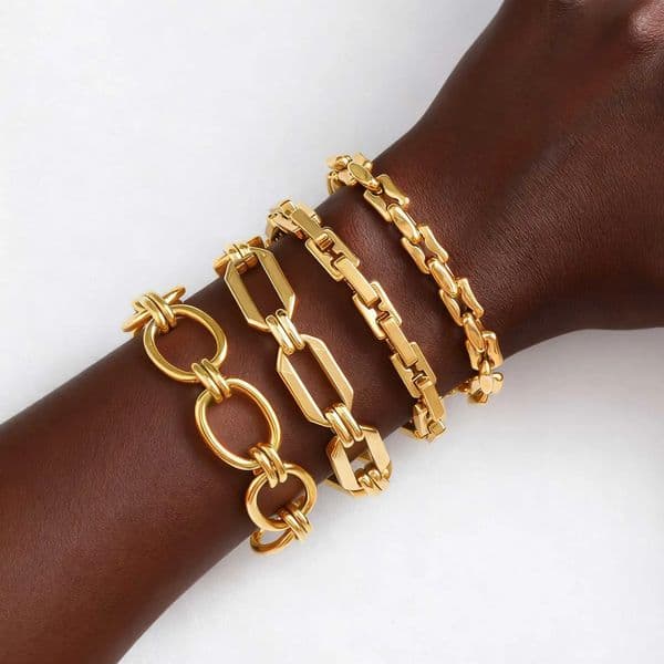 Vnox Punk Rock y Link Chain Bracelet Stainless Steel 18K Gold Color Plated Street Daily Party Chic Jewelry 251125
