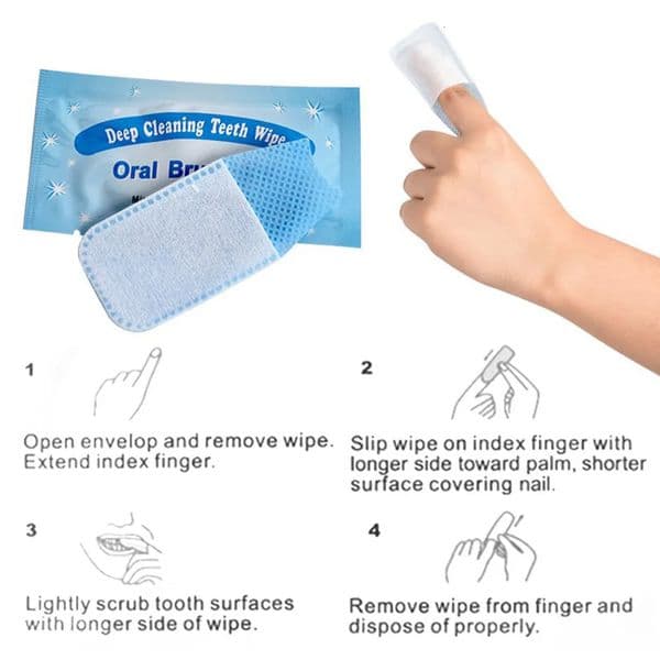 20pcs disposable finger holder toothbrush Gauze dental finger brush oral cleaning wipes 250423