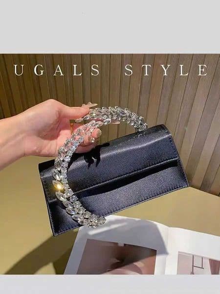 Crystal Shiny Rhinestones Diamond Metal Handle Women Handbag Luxury Satin Evening Bag Wedding Party Clutch Purse Crossbody Bag K251126