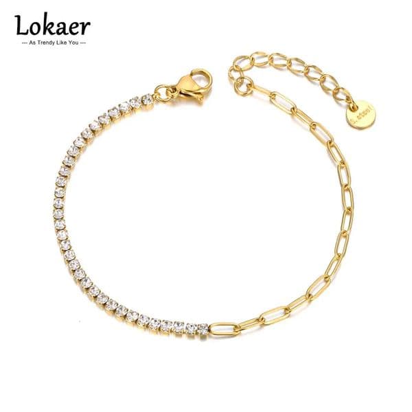 Lokaer Sparkling CZ Crystal Charm Bracelets For Women Girls Stainless Steel Link Chain Bohemia Beach Jewelry B22109 251125