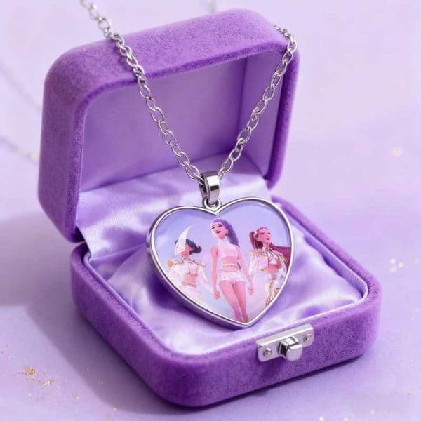 KPop Demon Hunter anime cute necklace children fashion jewelry accessories gem peach heart necklace girl holiday gift Z251126