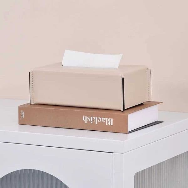 Nordic Style PU Leather Tissue Box Minimalist Design Waterproof Desktop Paper Holder for Living Room Bedroom Storage Organizer Y251126