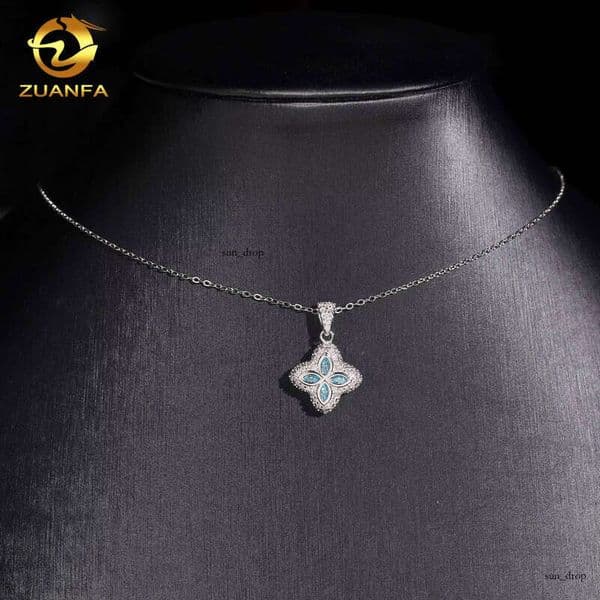 Blue Luxury Iced VVS 14k Out 925 Silver 10k GRA PASS Pendant Unisex 18k Silicon Stone VVS Moissanite Hip Hop Necklace 8