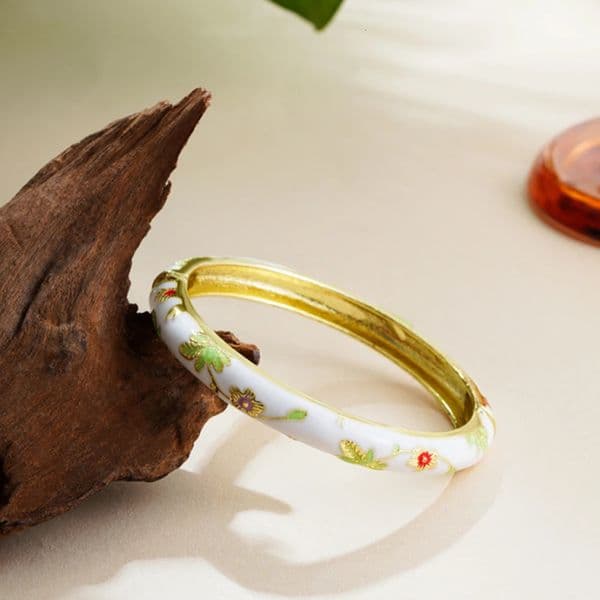 Vintage Open ones Drip enamel Bracelet Women Small Flower Ethnic Style Cloisonne Metal Bangles Jewelry Gifts 251125