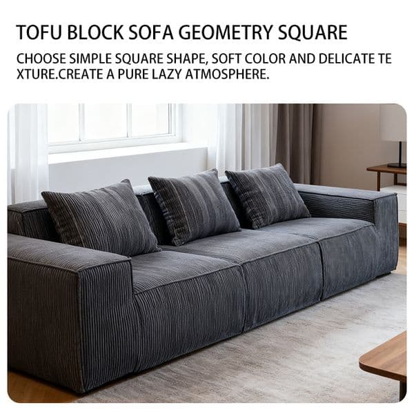 Living Room Furniture--300cm Tofu-Shaped Sofa, Large Multi-Seater Living Room Fabric Sofa--B-103 Tofu Block Length 300