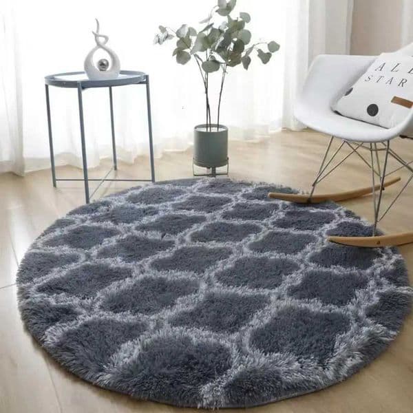 VIKAMASimple Style Round Thick Wool Carpet For Living Ro Armchair Mat - Dirt-Resistant And hine-Washable H251126