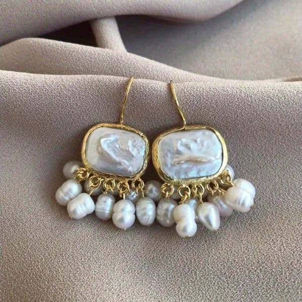 1 Pair of Exquisite Square Baroque Pearl Pendant Earrings Bohemian Style Womens Daily Party Jewelry Gifts 251126
