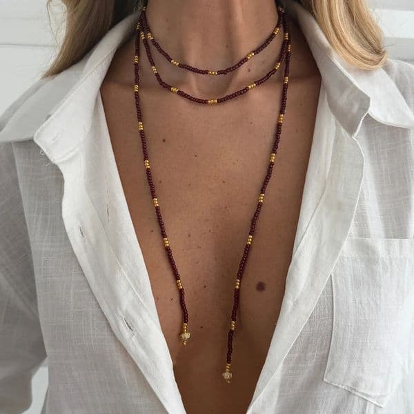 SHIXIN Vintage Seed Beads Chain Long Choker Necklace Women Stackable Adjustable Sweater 2026 Fashion Jewelry Accessories 251125