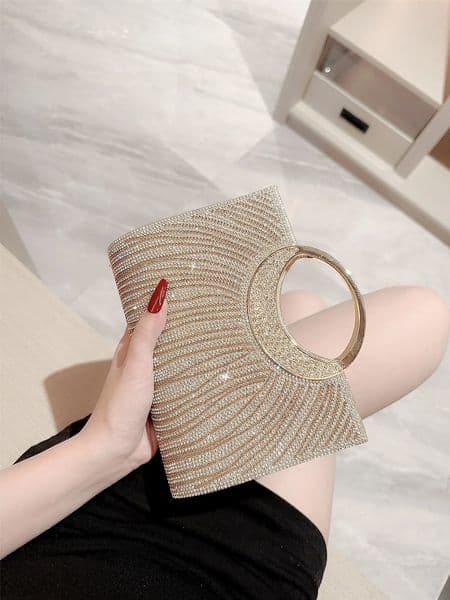 Fashion banquet bag sparkling striped handbag wedding bridesmaid evening party formal dress shoulder 251126