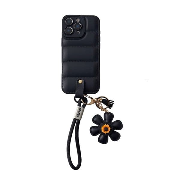Solid Color Phone Case Compatible with iPhone 17 Pro Max Lanyard Sunflower Protective Case iPhone 16/15 Pro