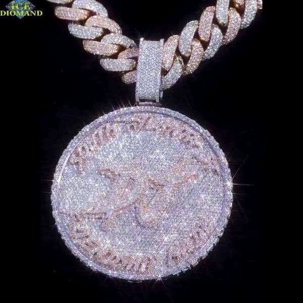 Hip-Hop Men's Chain with Iced VVS Moissanite Pendant Charm 44