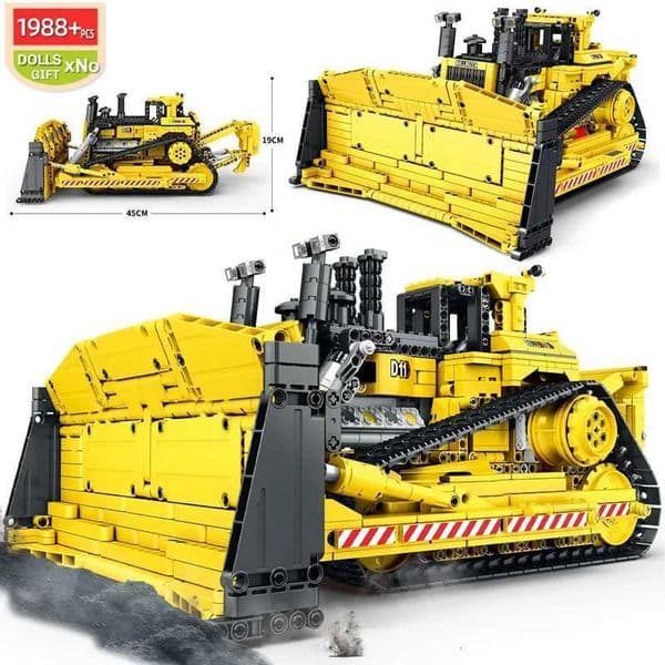 MOC-83447 Remote Control Mechanical D11 Bulldozer City Construction Vehicle Building Blocks Model Large Crane Truck Toys For KidT251126