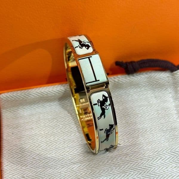 Fashion Brand Bracelet Classic 12mm Enamel Pattern 18k Gold Bracelet Couple Stainless Steel Designer Bracelet for Men Women