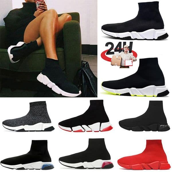 Platform Loafers Sock Shoes Speed Socks Trainers Speeds 1.0 2.0 White Black Red Beige Pink Clear Sole Lace-up Neon Yellow Outdoor Jogging Walking Chaussures Sneakers