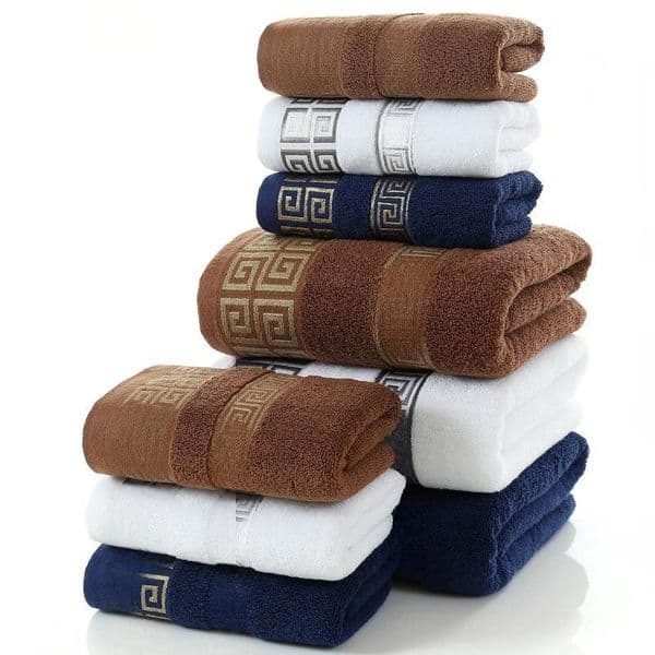 2025 New Towel Cotton Set For Adults Face Hand Bath Bathroom Solid Color Blue White Terry Washcloth Travel Sports Towels Free Shipping