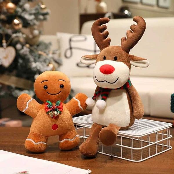 1pc Christmas Series Funny Plush Toys Santa Claus Snowman Gingerbread Man Elk Xmas Tree Christmas Decor DollsT251126
