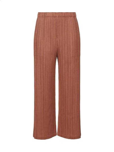 Miyake pleated straight pants for women with comfortable shoulder straps Trouser 250420BJ