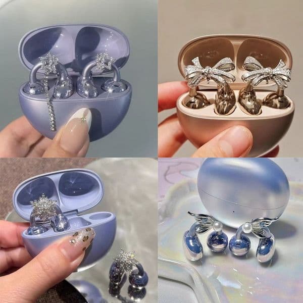 2026 New For Freeclip cologne Top Butterfly Headphones Design Earrings Tie Sunflower Freeclip Earrings perfume With Full Diamond Snowflake S