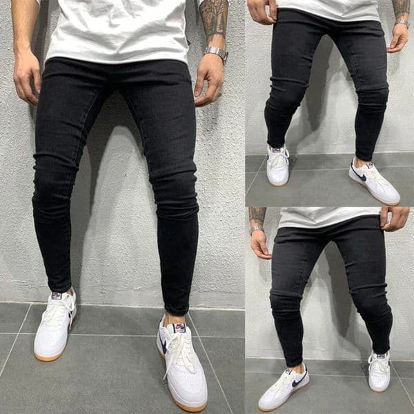 Spring Men Classic Elasticity Pencil Jeans Jean Homme Man Soft Stretch Black Biker Masculino Denim Trousers Mens Solid Pants 251110BJ
