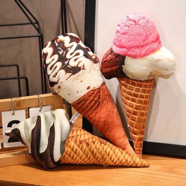Simulation Cute Ice Cream Plush Toy Soft Stuffed Food Delicious Dessert Plushie Throw Pillow Sofa Cushion Home DecorT251126