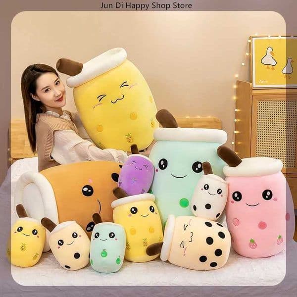 22-70cm Giant Size Bubble Tea Plushies Squishy Milk Tea Boba Pillow Peluche Ice Cream Fruits Juice Drink Bottle Prop Decor GiftW251126