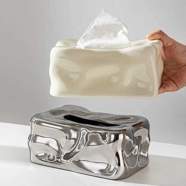 Luxury Modern Ceramic Tissue Box Cover Minimst Napkin Facial Tissues Holder Dispenser for Living Room Desk Tabletop Office Decor Y251126