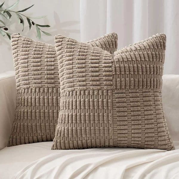 Brown Throw Pillow Covers 45x45CM Modern Farmhouse Home Decor Corduroy Pillow Covers for Sofa Living Room Couch Bed SoftW251126