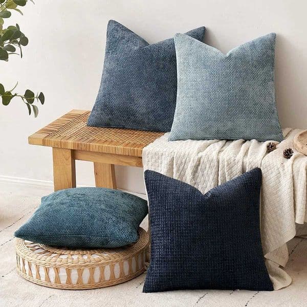 2pcs 45x45cm Luxury Chenille Pillow Cover Cross Woven Textured Sofa Cushion Soft Solid Color All-Season Home Decor ModernW251127