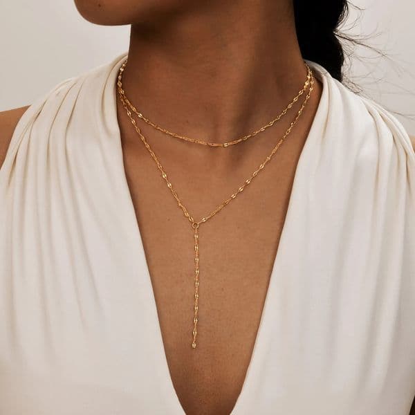 2024 Stainless Steel Lip ChainDouble Layered Fringe NecklaceGold Color Chaoker Fashion Jewelry Long Neckalce Sets for Women 251125