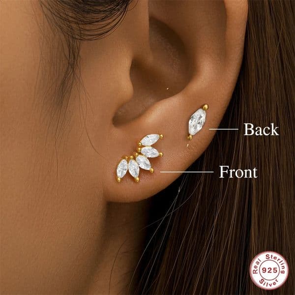 AIDE 925 Sterling Silver DIY Double Wear Zircon Flower Ear Cartilage Piercing Stud Earrings Helix Conch Screw Back Studs Jewelry 250427