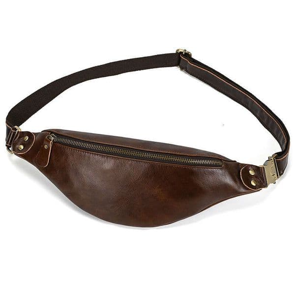Vintage Crazy Horse Men S Waist Multifunctional Genuine Leather Crossbody Chest Bag Export Cross Border One Piece Dropshipping High Quality Luxury Bag