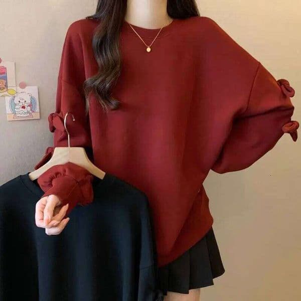 Plus Size Summer New Casual Loose Fit Long Sleeve Hoodie Versatile Conceal Meat Slimming Comfortable Round Neck Sweatshirt