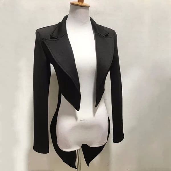 Women Cosplay White Black Tailcoat Sexy Leading Dancer Jazz Dance Groups Performance Costume Nightclub Party Carnival Show Stage Wear