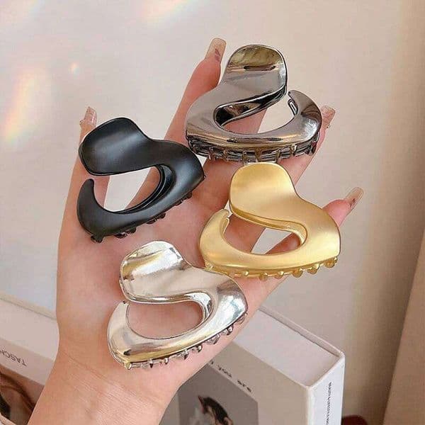 Geometric Irregular Medium Trendy Hair Accessories For Women Metal Gold Silver Black Claw Clips Girls Jewelry New 2023