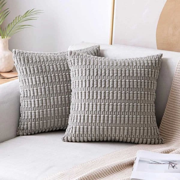 Grey Pillow Covers 40x40 Decorative Throw Soft Cushion Cover Corduroy Striped Square Sofa Pillow Case 50x50cm Boho Home DecorW251127