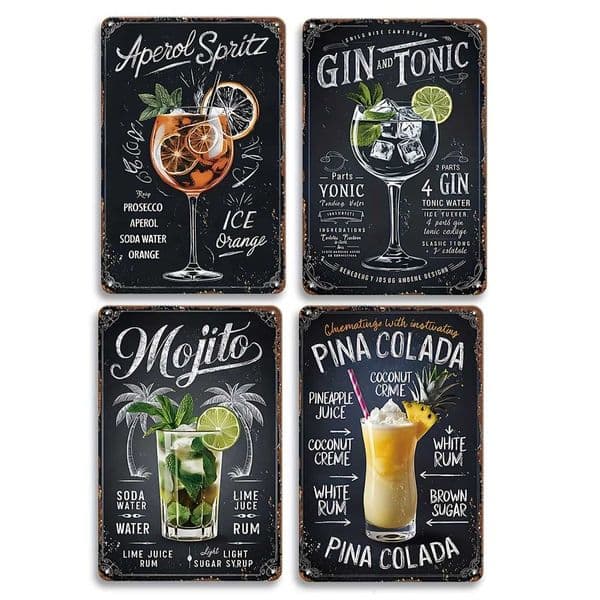 Vintage Cocktail Recipe Metal Tin Signs - 2032X3048 cm Retro Wall Art Decor for Home Kitchen Bar Restaurant Garage Pub Y251127