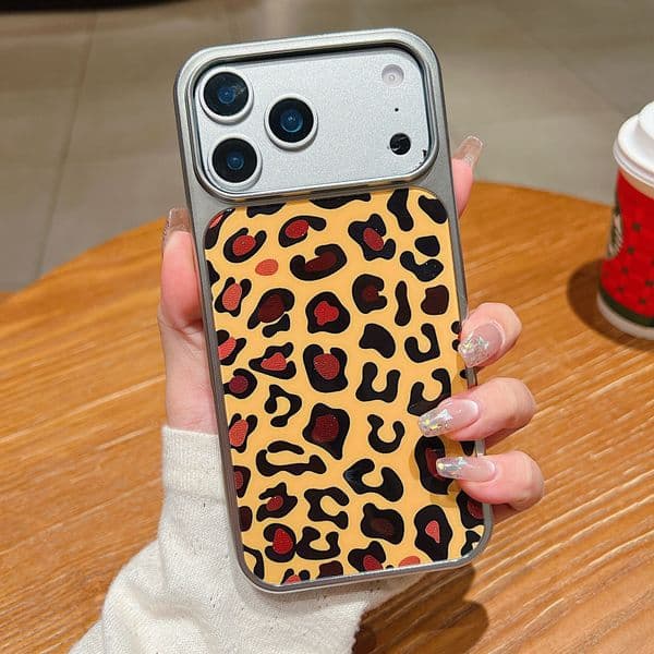 Leopard Phone Case iPhone 17 Pro Max Compatible with Apple 16/15 Pro Electroplated Edge Style