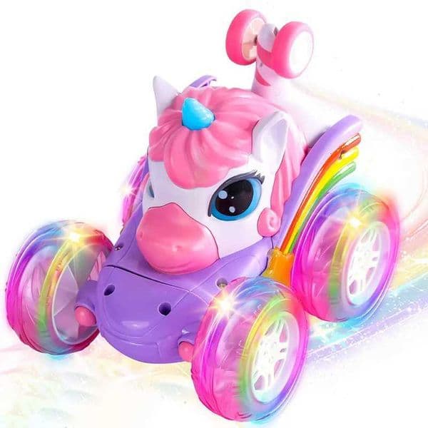 Remote Control Car Unicorn for Girls 360 Rotating 4WD Stunt RC Cars with Cute Cool LED Lights 24GHz Toy RC Car Gifts for Kid Y251127