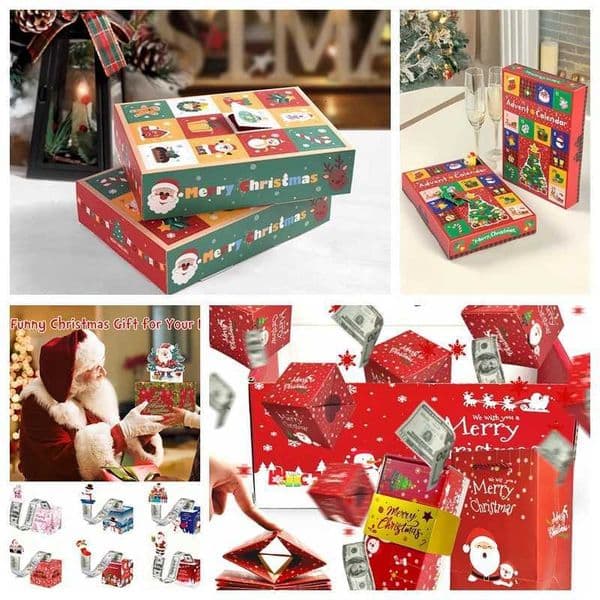 1/5/6/10pcs Christmas Gift Box 24 Grid Packaging Box Calendar Gift Blind Box Xmas Party Favors 2026 New Year Gift Red EnvelopeXJ251127